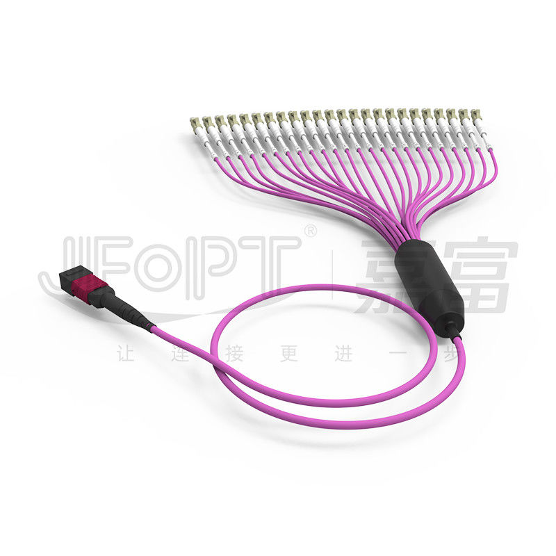 σκοινί mtp-LC 24 πυρήνες 3.0mm μπαλωμάτων κλάδων MTP 2.0mm LC σκοινί μπαλωμάτων ινών OM4