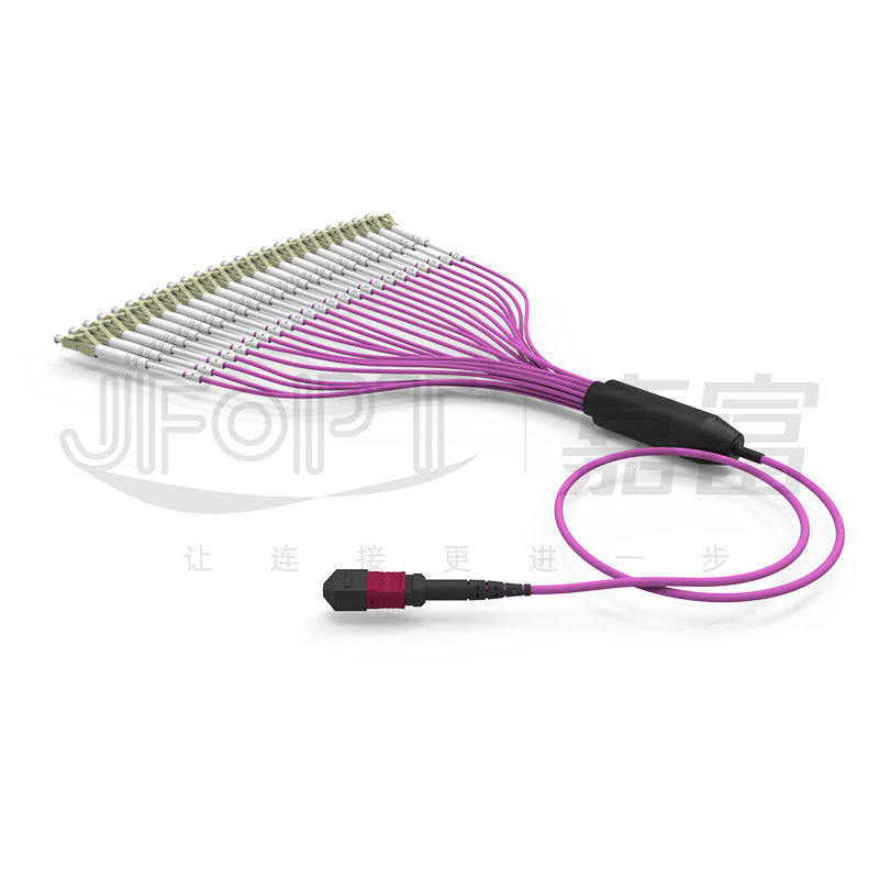 σκοινί mtp-LC 24 πυρήνες 3.0mm μπαλωμάτων κλάδων MTP 2.0mm LC σκοινί μπαλωμάτων ινών OM4