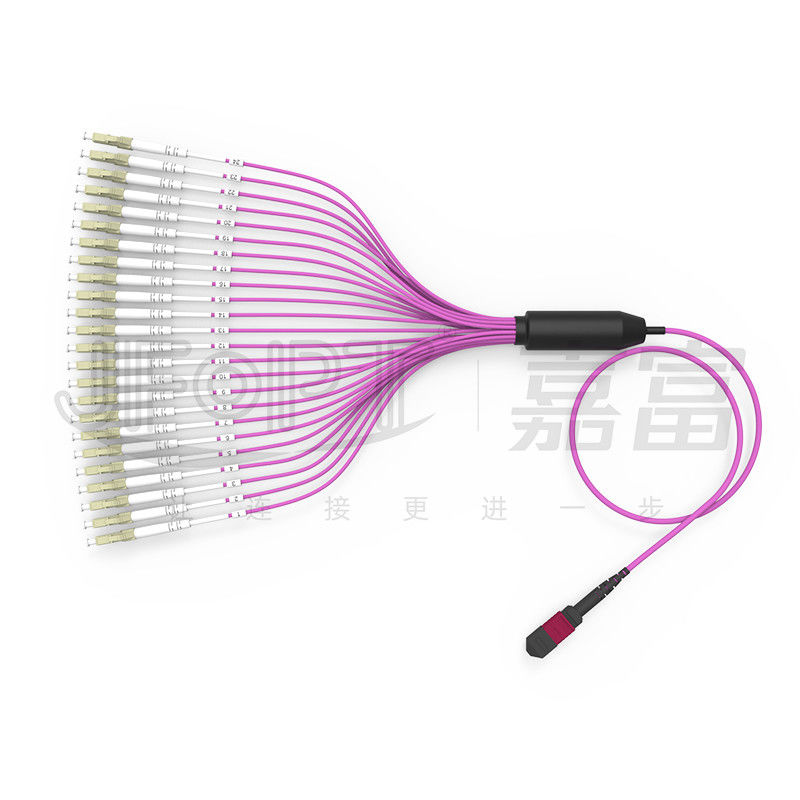 σκοινί mtp-LC 24 πυρήνες 3.0mm μπαλωμάτων κλάδων MTP 2.0mm LC σκοινί μπαλωμάτων ινών OM4