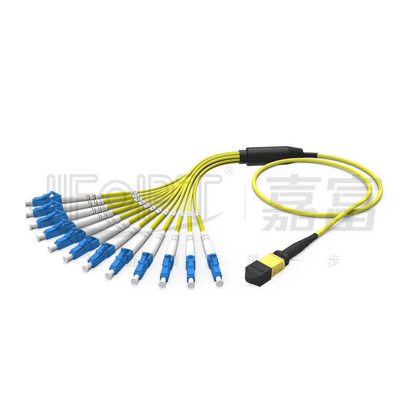 12 διπλό MPO καλώδιο mpo-LC/SC/FC/ST πολλαπλού τρόπου 50/125 3.0mm LSZH Aqua ξεμπλοκαρίσματος ινών