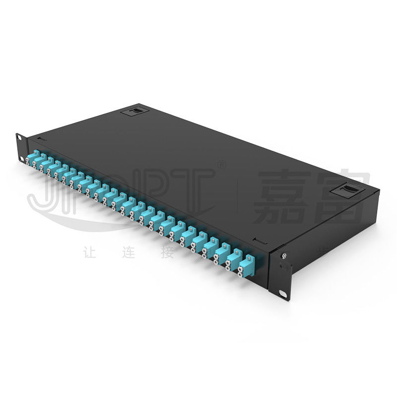 η επιτροπή μπαλωμάτων 1U ToolLess 24 ράφι λιμένων τοποθετεί διπλές 48 ίνες επιτροπής μπαλωμάτων LC