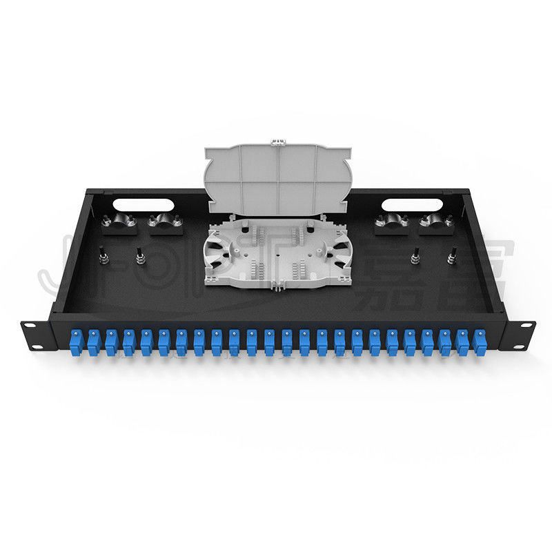 η επιτροπή μπαλωμάτων 1U ToolLess 24 ράφι λιμένων τοποθετεί διπλές 48 ίνες επιτροπής μπαλωμάτων LC