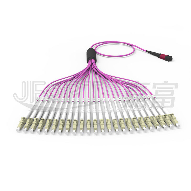 Πολυδιάστατο OM4 24-Core MPO προς LC Fiber Cable LSZH για κέντρο δεδομένων υψηλής πυκνότητας