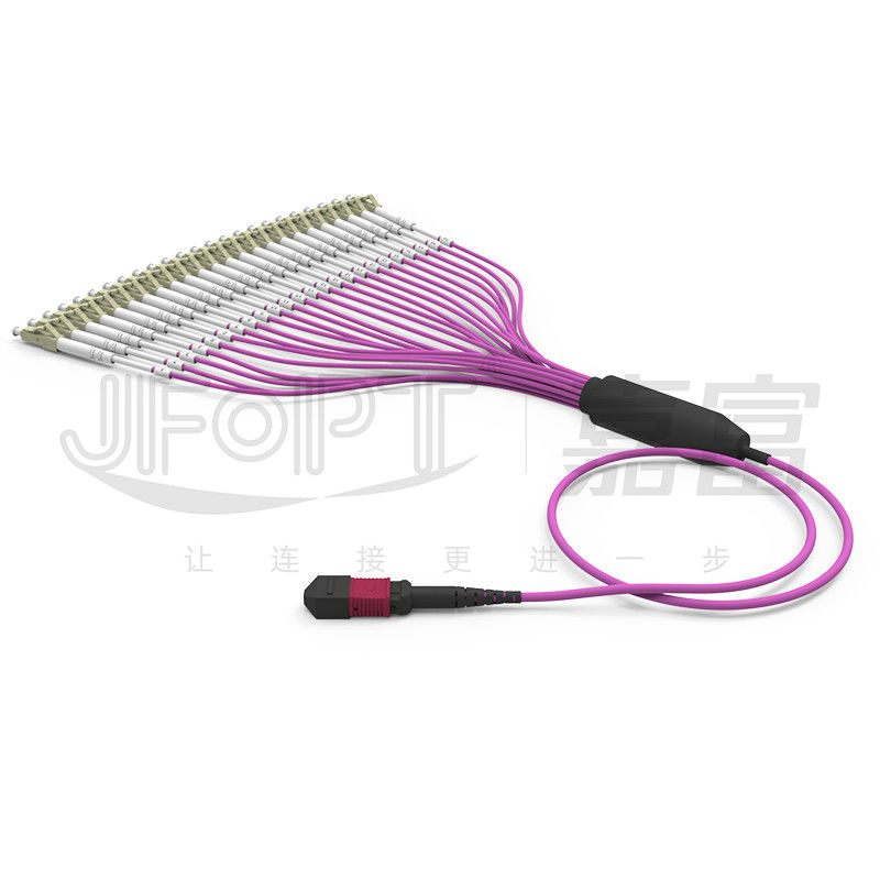 Πολυδιάστατο OM4 24-Core MPO προς LC Fiber Cable LSZH για κέντρο δεδομένων υψηλής πυκνότητας