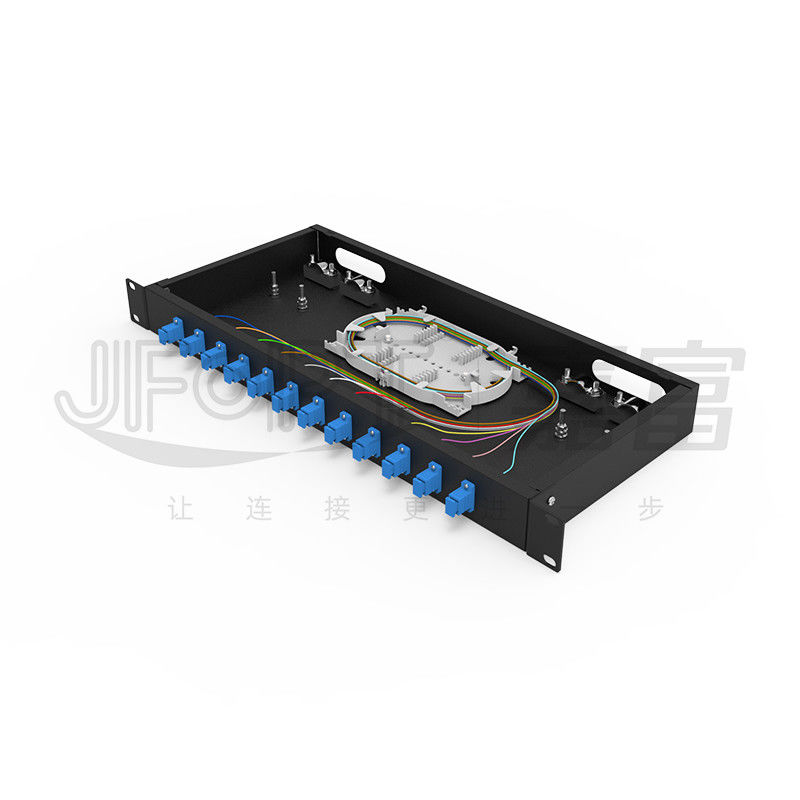 Πίνακας επένδυσης ινών LC/SC/FC/ST Rack Mount Fiber Patch Panel 12/24core με 19 ιντσών Size Door Button Opening