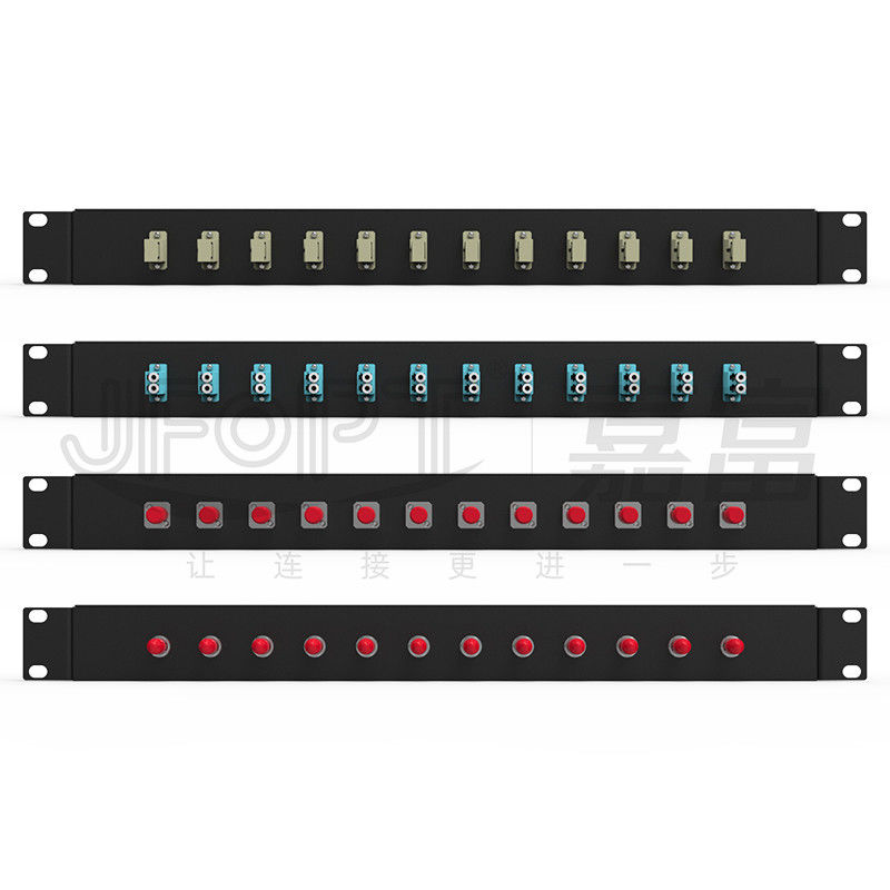 Πίνακας επένδυσης ινών LC/SC/FC/ST Rack Mount Fiber Patch Panel 12/24core με 19 ιντσών Size Door Button Opening