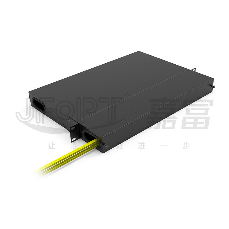 19 ιντσών 1U 96 πυρήνας 4 κομμάτια Μοντέλο κουτί MPO Patch Panel ODF με προεπιλεγμένη τυποποιημένη ακολουθία καλωδίων LC μεταλλικό ράφι τοποθετημένο