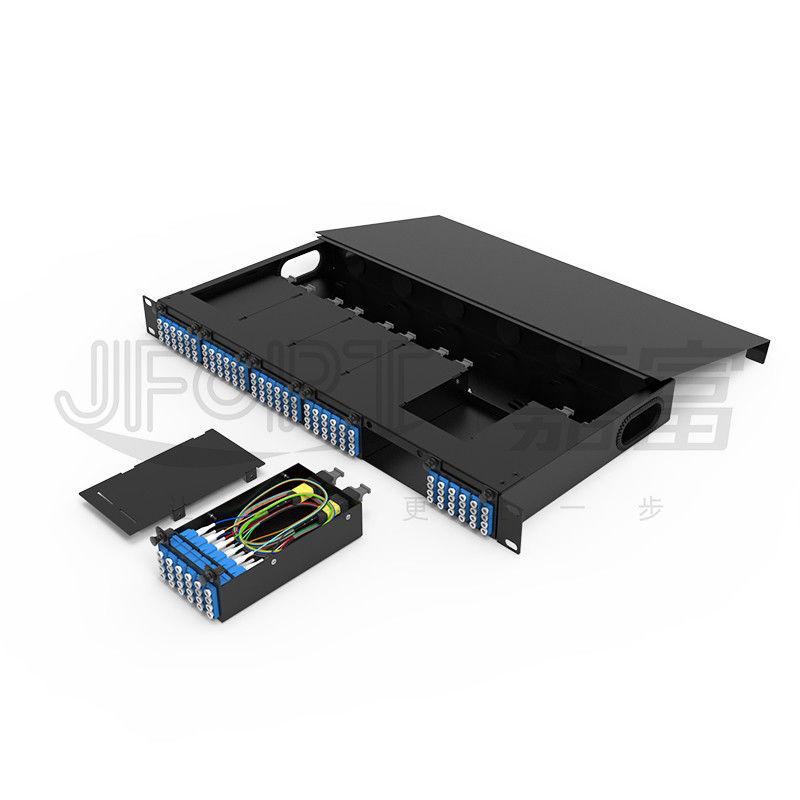 1U MPO-LC G657A1 144 πυρήνες πυκνότητα υψηλής πυκνότητας συνδετικό κουτί με προσαρμογέα LC κρύο έλαση ατσάλι