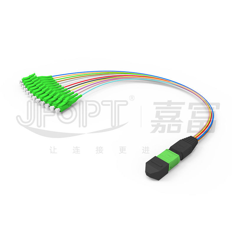 MPO-LC 0.9mm 12Cores Breakout Cable Προσαρμοσμένο μήκος SM G657a1 Φυτικές ίνες Πολλαπλές ίνες Ενότητα κουτιού προσαρμογέα Patch Cord