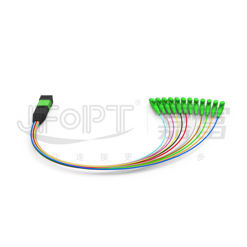 MPO-LC 0.9mm 12Cores Breakout Cable Προσαρμοσμένο μήκος SM G657a1 Φυτικές ίνες Πολλαπλές ίνες Ενότητα κουτιού προσαρμογέα Patch Cord