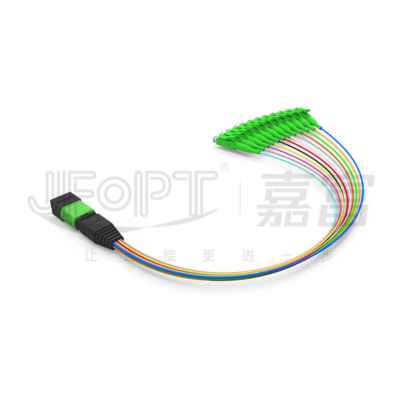 MPO-LC 0.9mm 12Cores Breakout Cable Προσαρμοσμένο μήκος SM G657a1 Φυτικές ίνες Πολλαπλές ίνες Ενότητα κουτιού προσαρμογέα Patch Cord